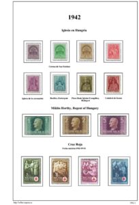 pagina 1 de album de sellos de Hungría 1942