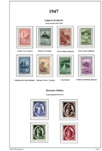 primera pagina del album de sellos de Hungría 1947