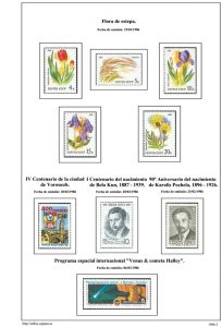 Segunda pagina del album de URSS 1986