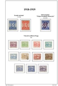 Primera pagina del album de Checoslovaquia 1918 - 1919