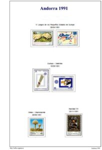 Primera pagina del album de Andorra española 1991-2000
