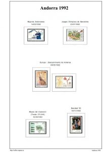 Segunda pagina del album de Andorra española 1991-2000