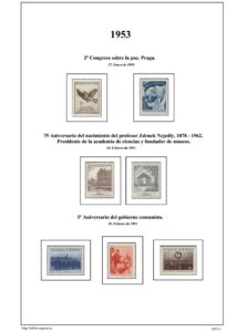 Primera pagina del album de Checoslovaquia 1953