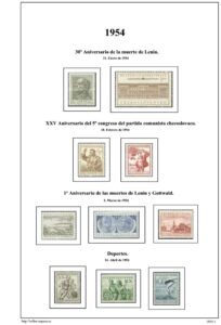 Primera pagina del album de Checoslovaquia 1954