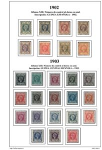 Primera pagina del album de Guinea Ecuatorial 1902-1910
