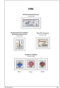 Primera pagina del album de Checoslovaquia 1986